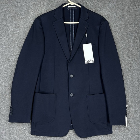 Bar III Other - Bar III Sport Coat Mens 40L Navy Blue Slim Fit Knit Stretch Two-Button MSRP $295